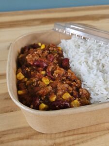 Chili con carne accompagné de riz