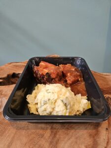 Lard au four & purée de poireaux